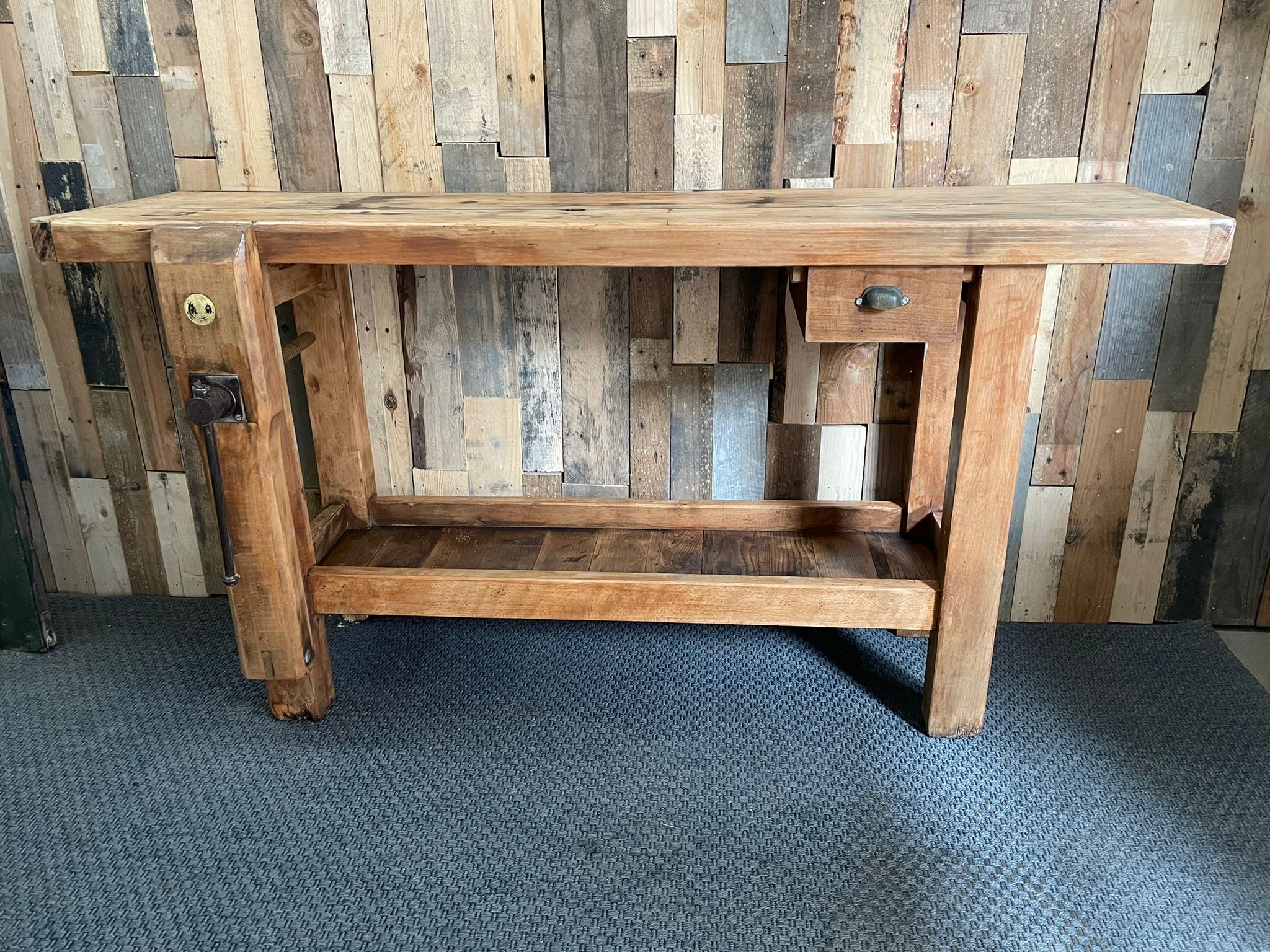 Old carpenter's wooden workbench 1960