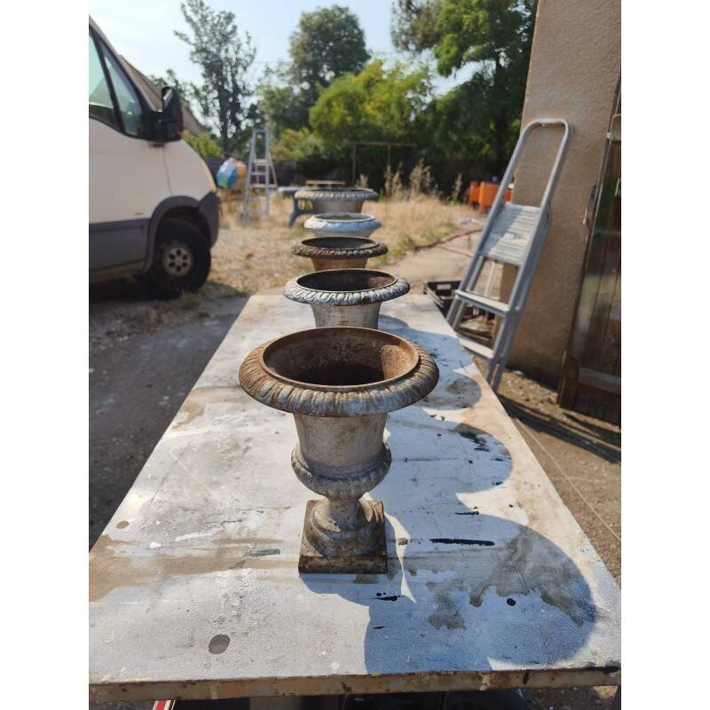 1 lot of 5 Médicis vases in cast iron from 1900, Charleville - Mézières