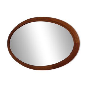 Large Danish Oval 501 Mirror in Teak by Aksel Kjersgaard, 1960s