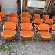Sérié 39 chaises 4 fauteuils DSC 106 en tissu orange par Giancarlo Piretti pour Castelli