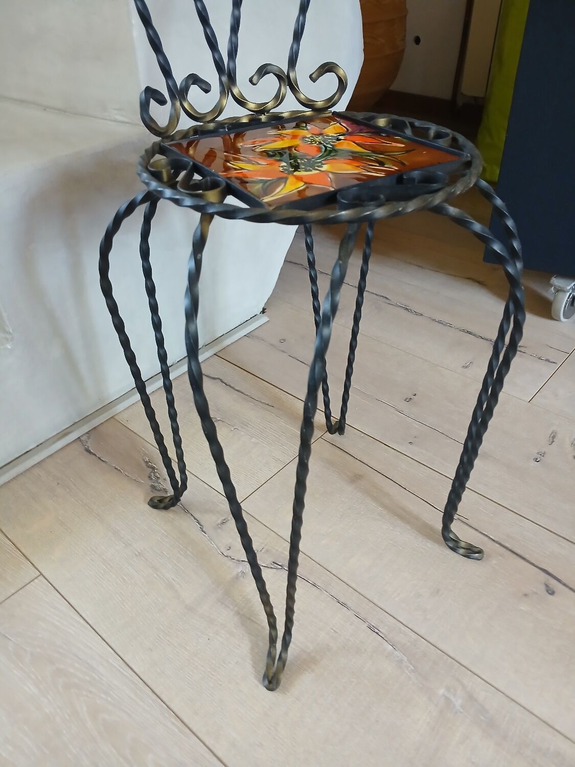 Chaise ancienne en fer forgé Vallauris