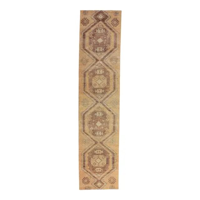 1970s Turkish Oushak wool runner rug 76x337