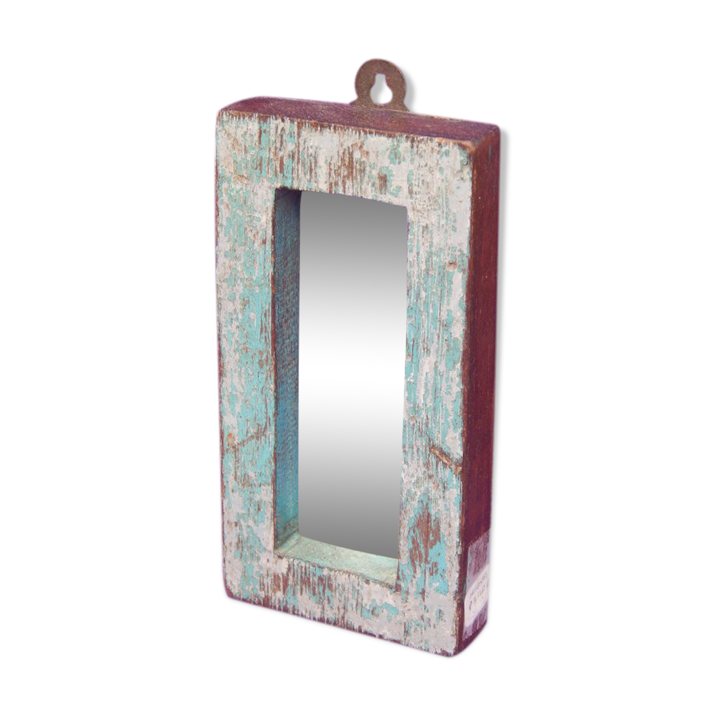 Mirror mural mini deco ancient teck blue skate 8x15cm