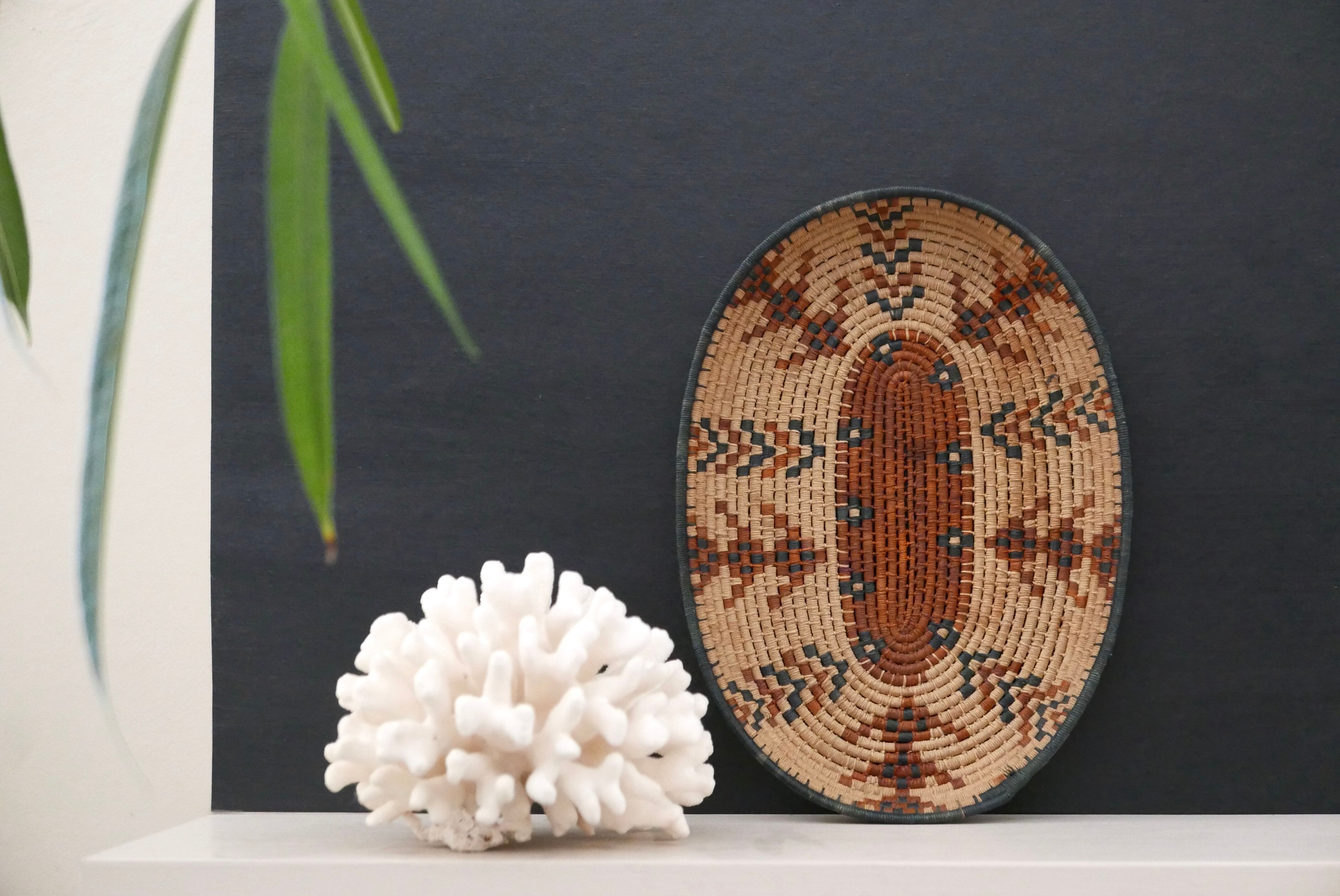 Braided ethnic oval basket