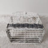 Cage for metal decoration, white patina and rattan, wedding decoration, aviary