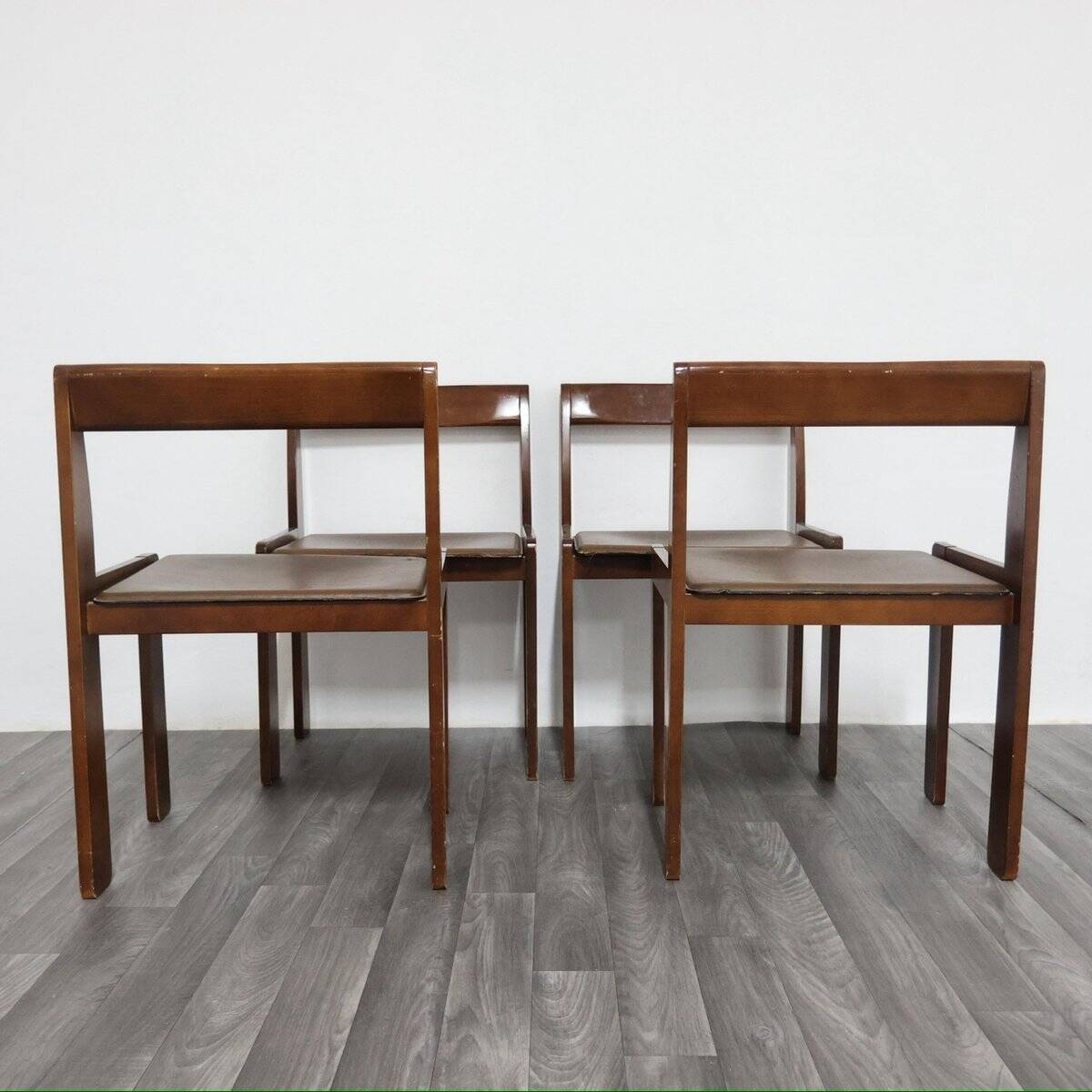 Chaises en bois vintage, années 1960, ensemble de 4