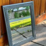 Pair of large sculpted mirrors in painted grey wood, antique style (1900s)