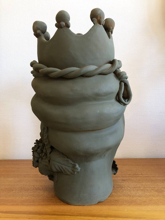 Large crowned ceramic head by Stefania Boemi – Sicily, 44 cm
