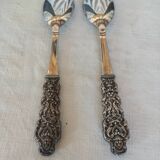 Silver plated salad servers serving cutlery