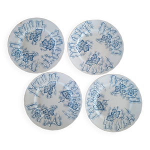 4 assiettes Creil-Montereau - flora