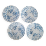 4 assiettes Creil-Montereau modèle Flora Lichen