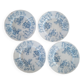 4 assiettes Creil-Montereau modèle Flora Lichen