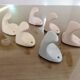 Pair of salmon-colored art deco porcelain hooks from the 30s and 40s