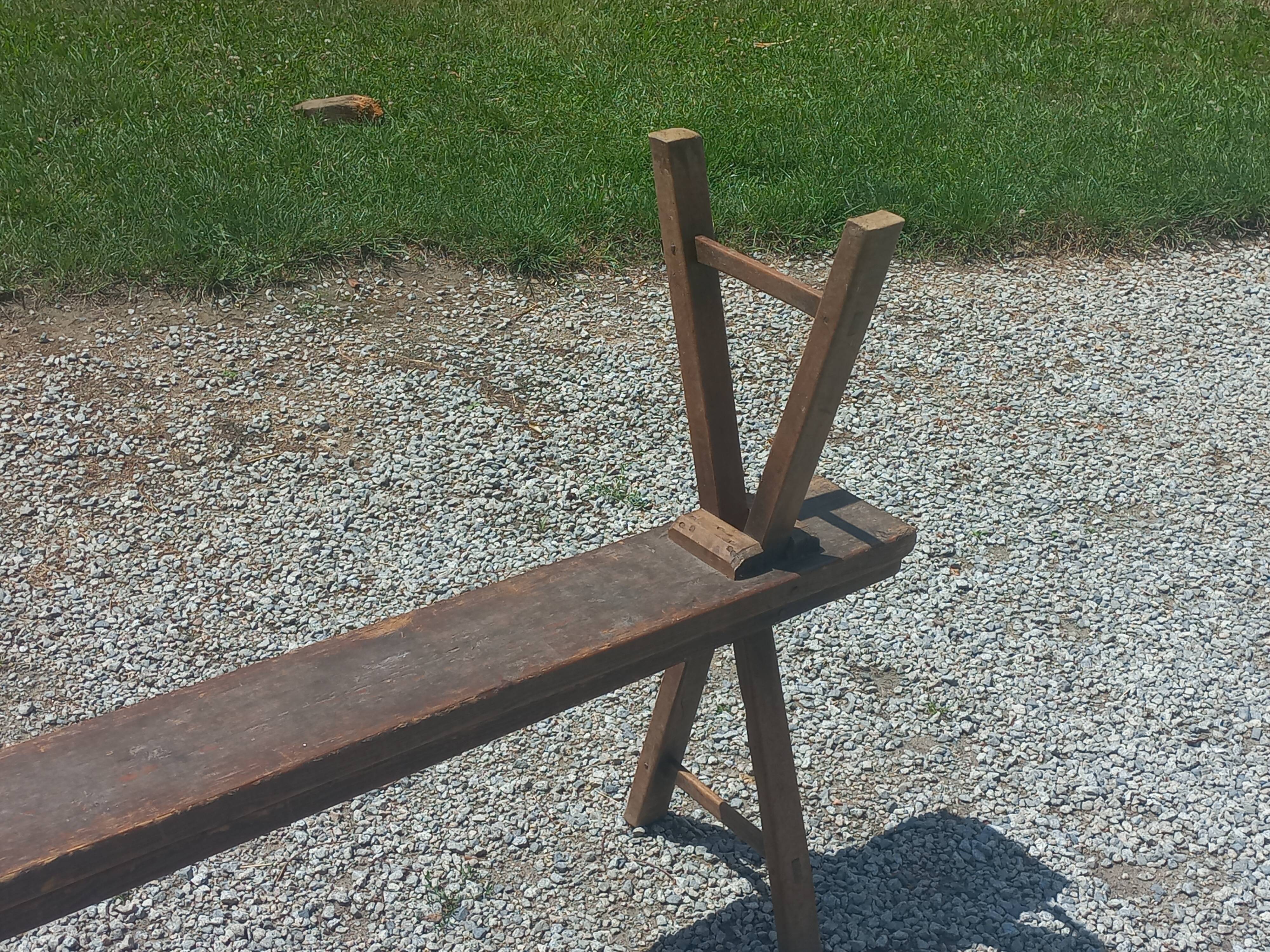Pair of nineteenth century farmhouse table benches 251cm