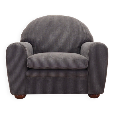 Fauteuil en velours gris, design italien, années 80, fabrication : Italie