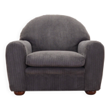 Grey velour armchair, Italian design, 1980s, production: Italy
