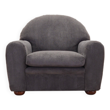 Fauteuil en velours gris, design italien, années 80, fabrication : Italie
