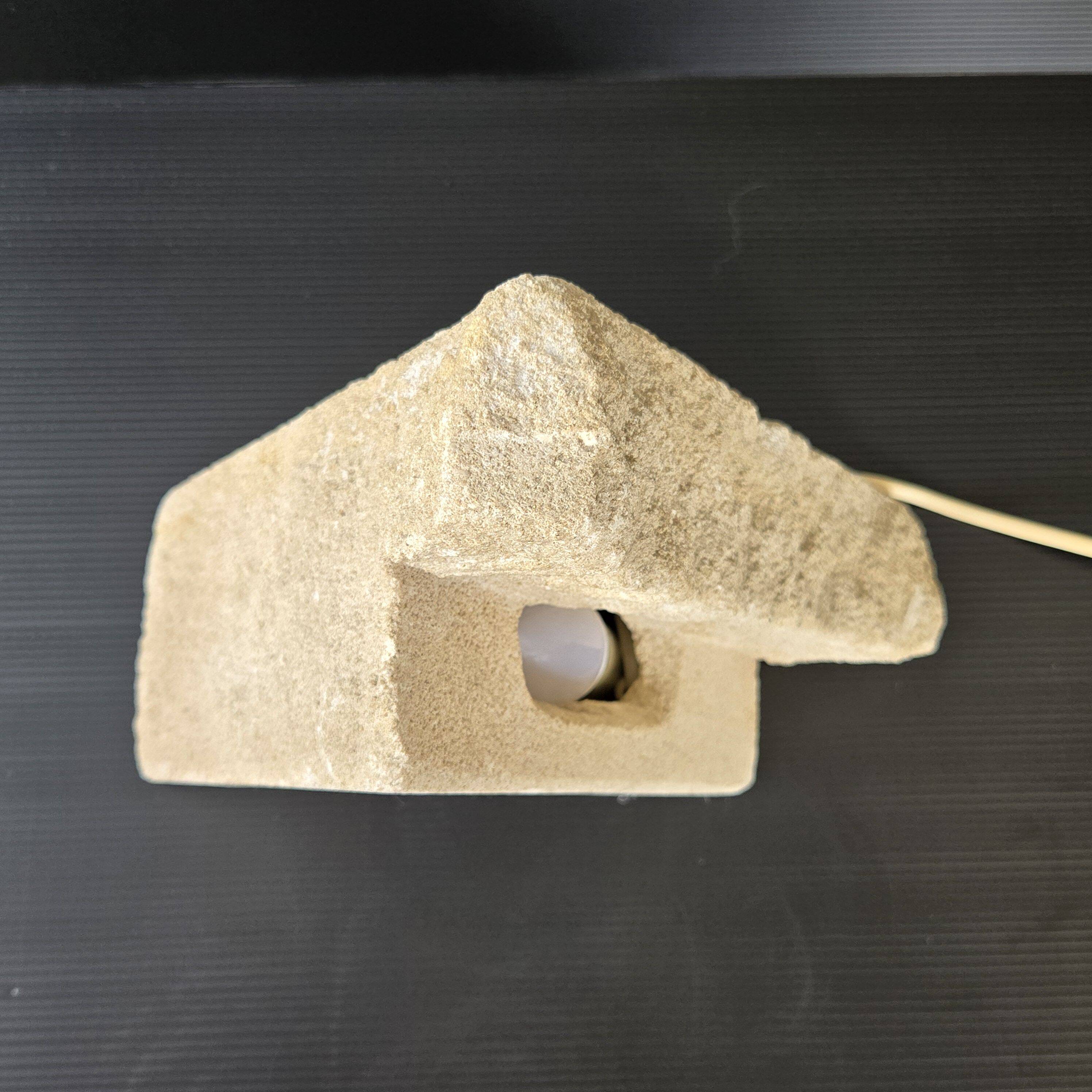 Vintage stone pyramid lamp 1970