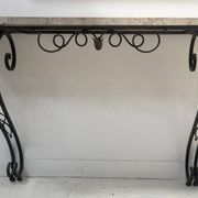 Art Deco console in hammered wrought iron, 20th century.