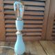 Lampe chevet salon laiton verre blanc porcelaine ancien vintage