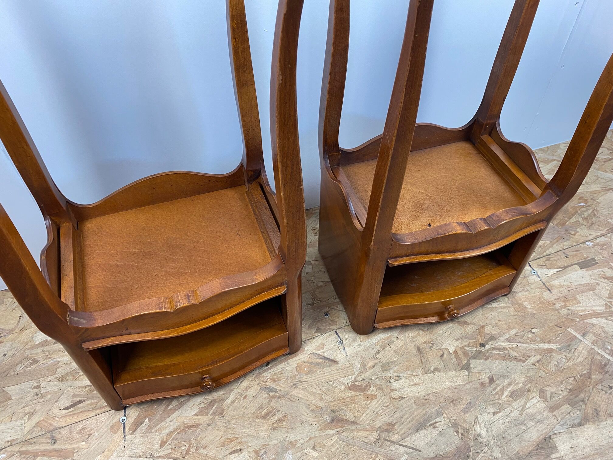 Pair of cherry wood bedside tables with 1 drawer Louis XV style