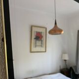 Vintage 1960s mirror, asymmetrical, gold-black rearview mirror - 71 x 36 cm