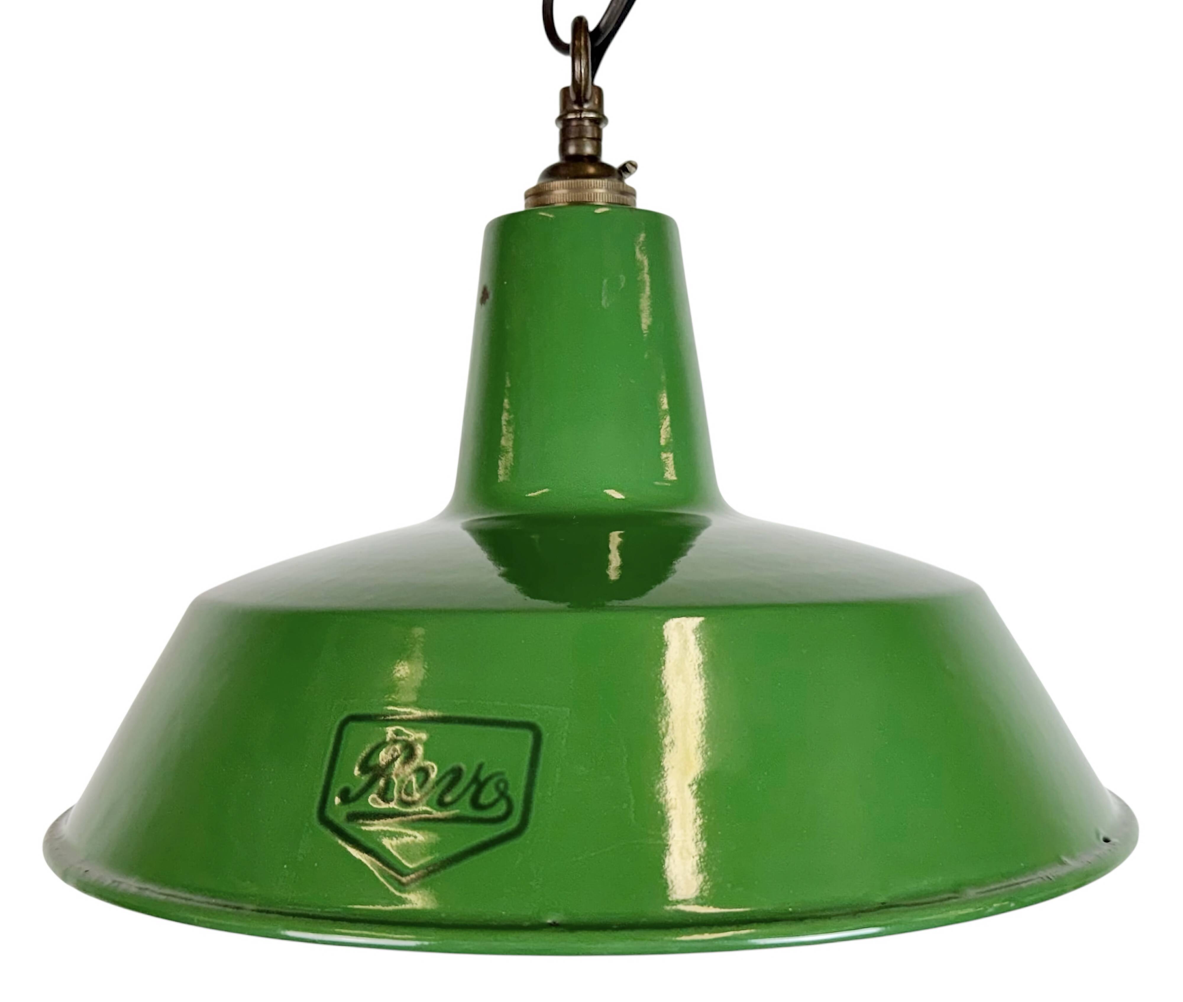 Industrial Green Enamel Factory Pendant Lamp from Revo, 1950s