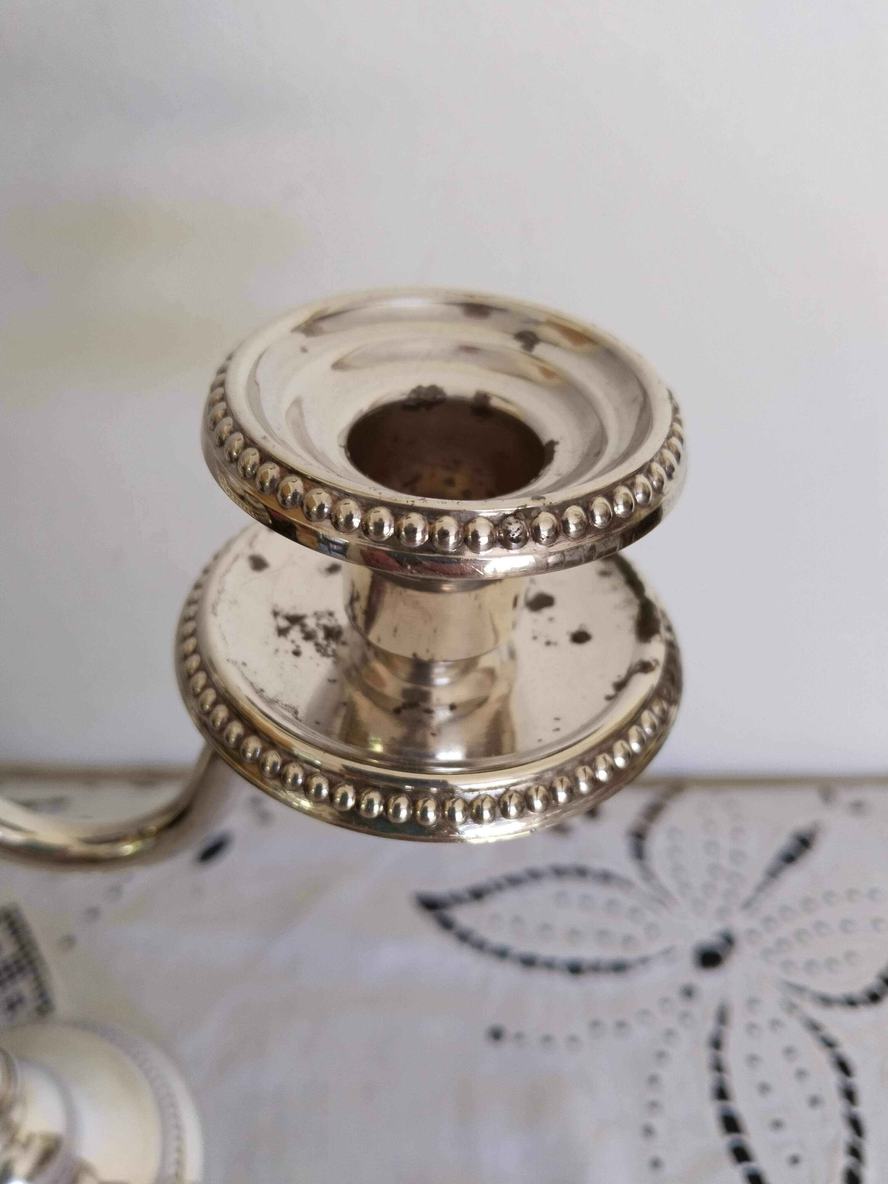 3-branched candle holder in silver metal