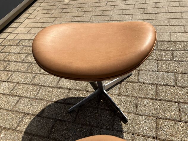 Fritz Hansen Egg Chair + Ottoman, Camel Cognac leder 1968 !!