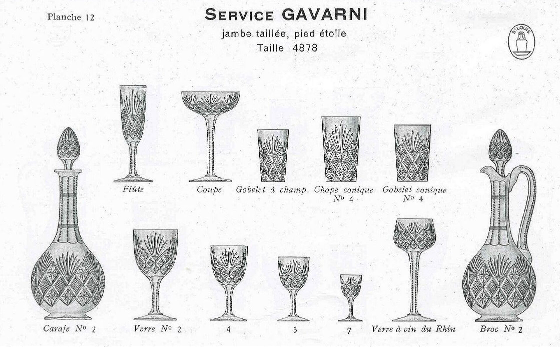 6 Verres à eau en cristal de Saint-Louis | Modèle Gavarni | Première m