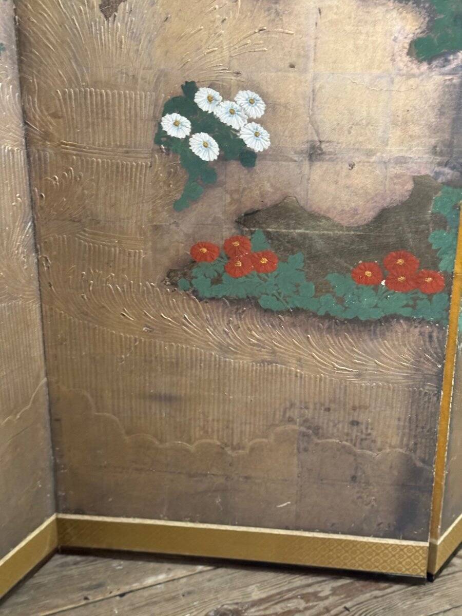 Rimpa-style Byobu screen, six panels, Japan, Meiji period