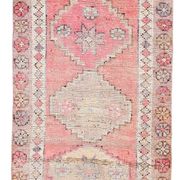 3x11 Pink Salmon Oriental Vintage Runner Rug, 99x341Cm