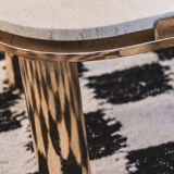 Table d’appoint travertin et laiton  vintage