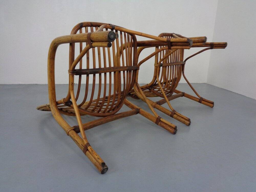 Set of Italian Bamboo Armchairs, 1970s