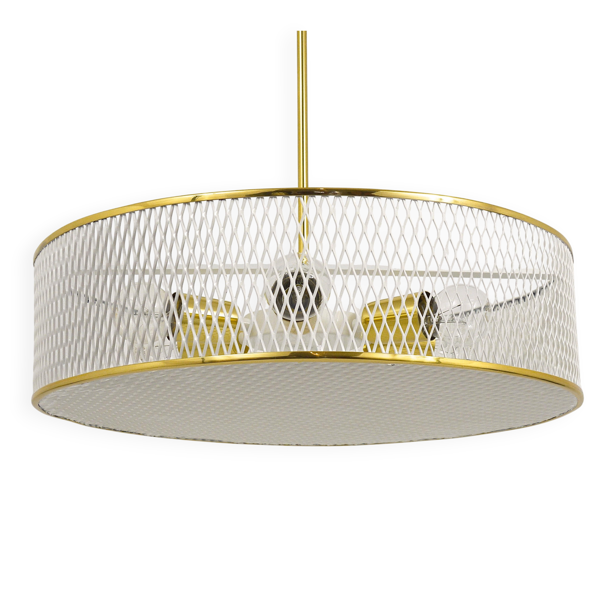 Brass Pendant Light in the Style of Mathieu Matégot Mid-Century, France, 1950s