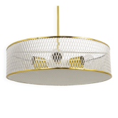 Suspension Lustre en Laiton Style Mathieu Matégot Milieu du Siècle, France, Années 1950