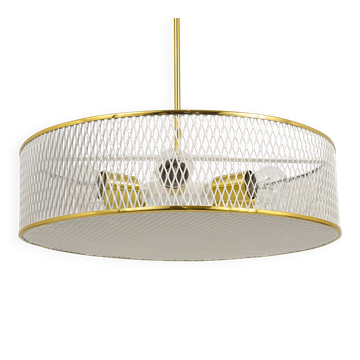 Brass Pendant Light in the Style of Mathieu Matégot Mid-Century, France, 1950s
