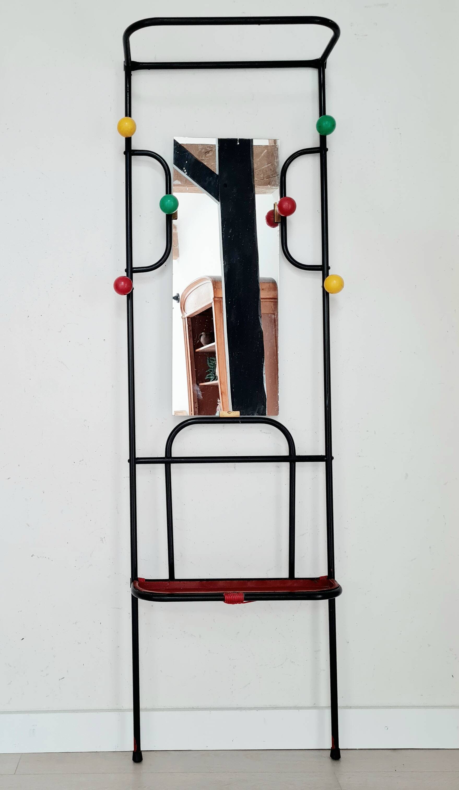 Cloakroom metal coat rack with balls from the 60s