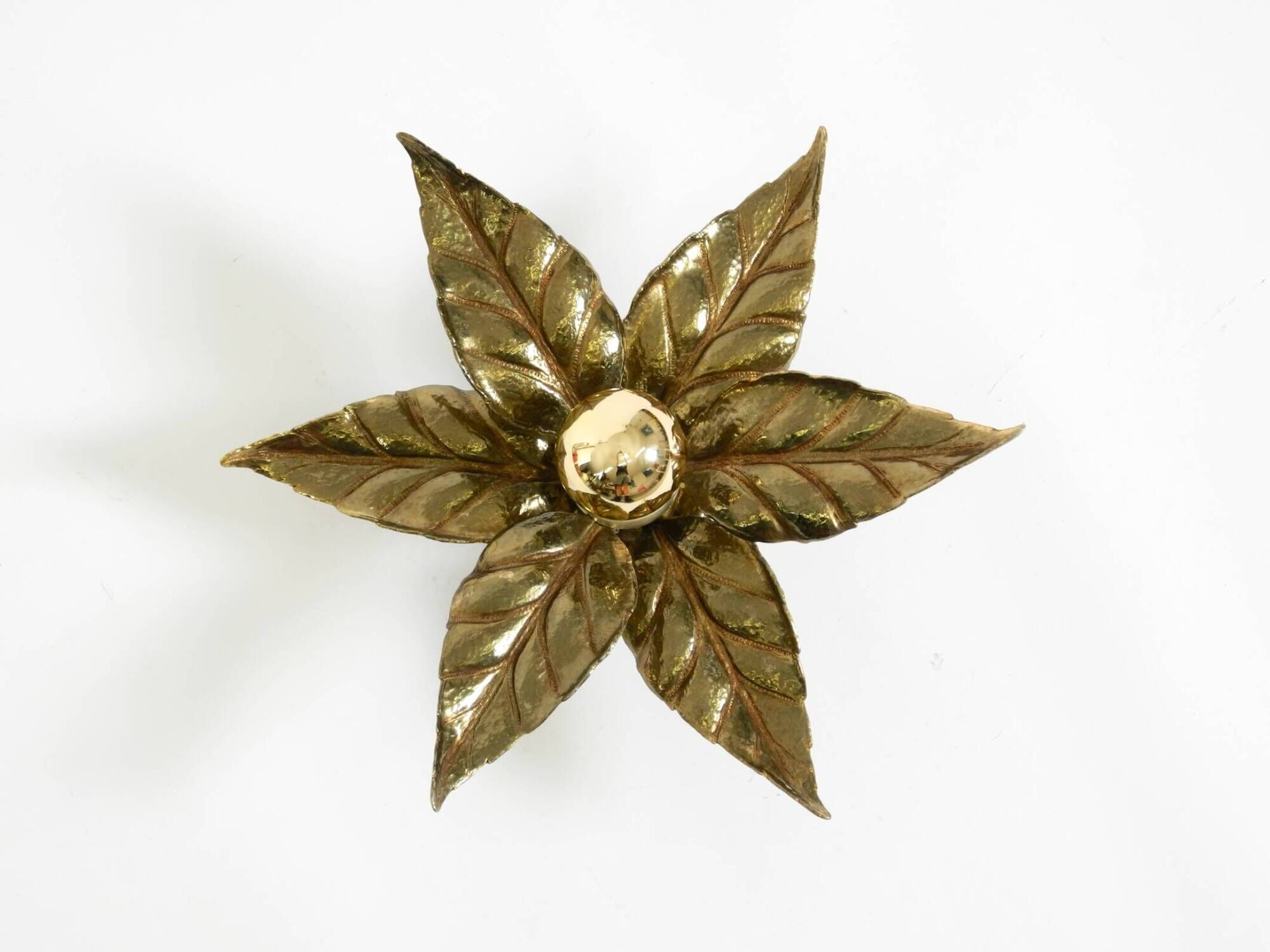 Beautiful brass ceiling or wall lamp from the 1970s by Willy Daro