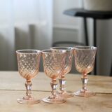 4 verres à liqueur vintage Luminarc Rosaline années 1970