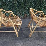 Pair of vintage rattan armchairs
