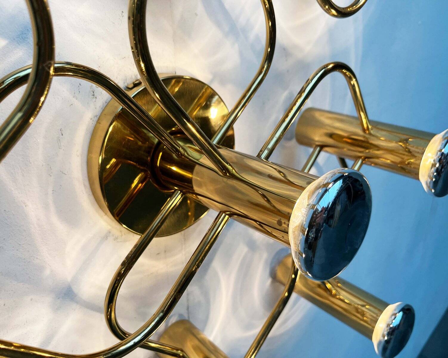 Vintage German wall lamp Hollywood Regency by Gaetano Sciolari for Leola, 1970s.