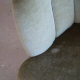 Curved Danish club chair from the mid-century, in the style of Viggo Boesen, 1940s.