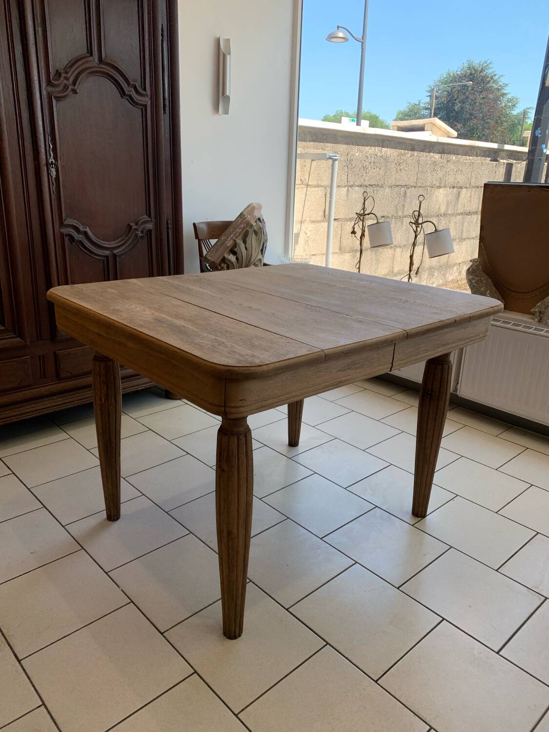 Art Deco Raw Solid Oak Table