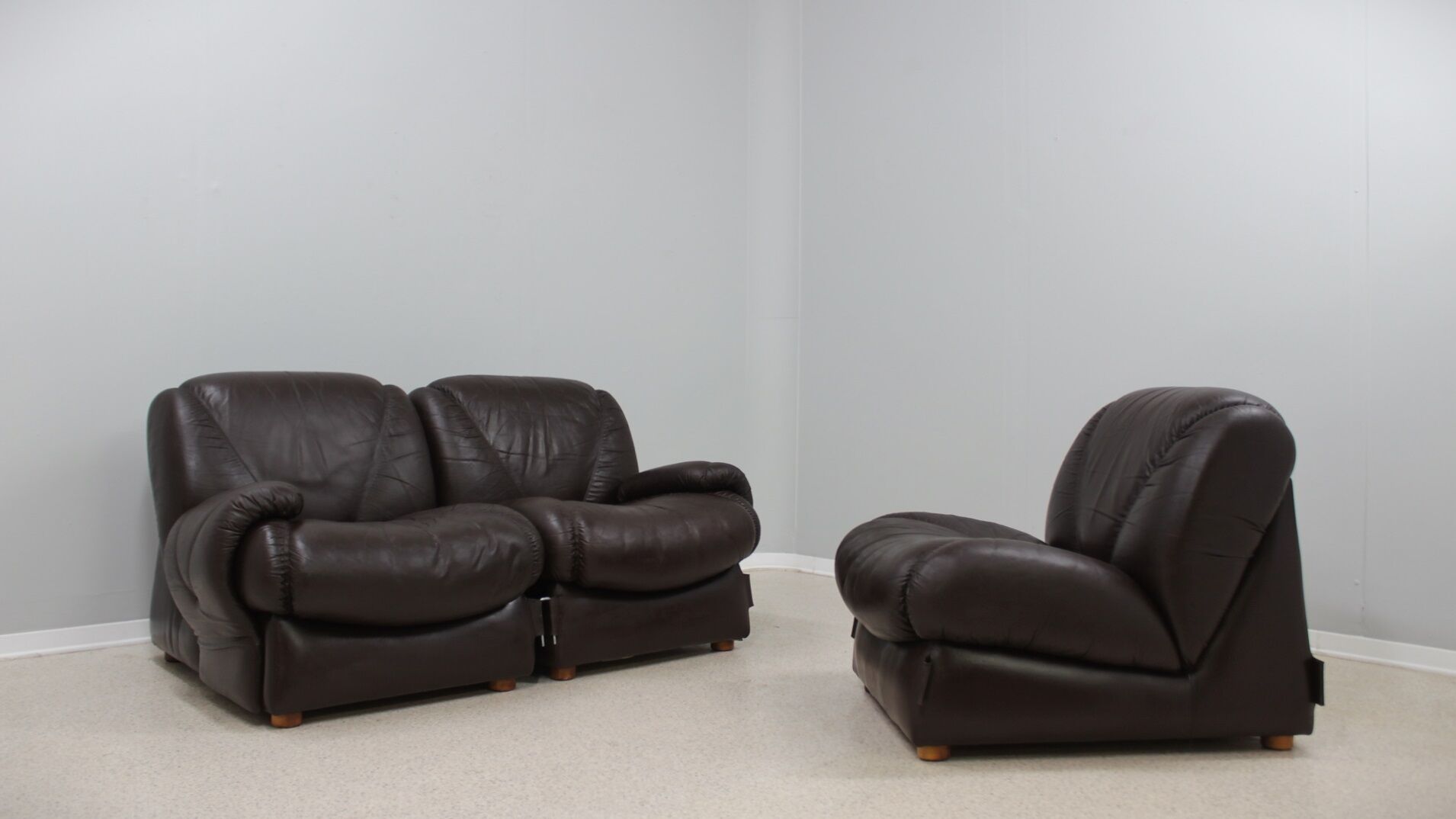 Vintage modular leather sofa 1970s