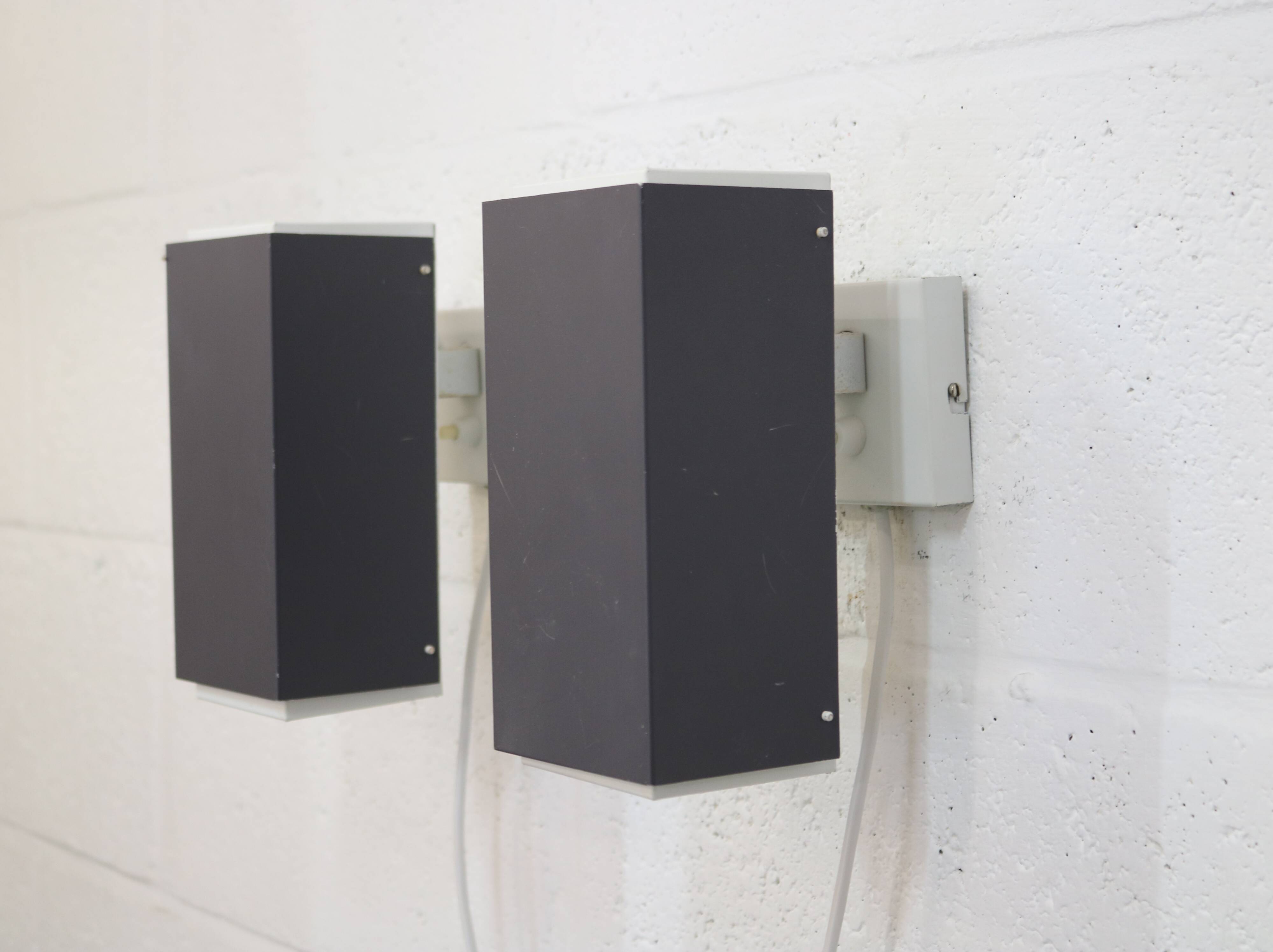 Pair of grey and white wall sconces by Preben Dahl for H. F. Belysning, 1960s