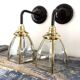 Paire d’appliques vintage en verre et laiton