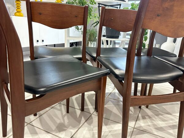 Suite de 6 chaises Teck scandinave design 1970