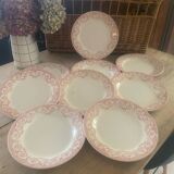 9 assiettes plates anciennes "Dubarry" Creil-Montereau, en terre de fer