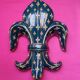 Antique Wall Vase Fleur de Lys in Gien Blue and Gold Earthenware - Jard
